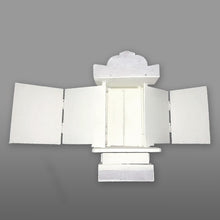 Load image into Gallery viewer, Kavad with doors open. It has 2 slim outer doors. Then 2 broad doors that open left and right and further extend to an additional panel and the inner most doors.