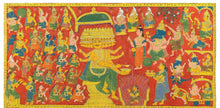 Load image into Gallery viewer, Scene of Daksha Yajna in Cheriyal Scroll Painting style
